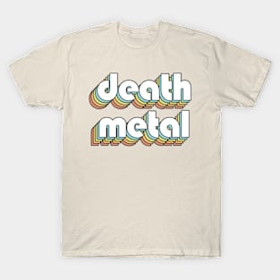 Death Metal - Retro Rainbow Typography Faded Style T-Shirt